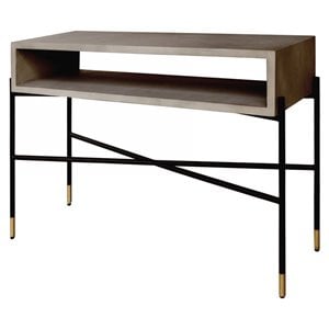 Pemberly Row Modern Concrete & Metal Console Table in Gray and Black