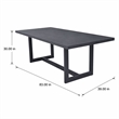 Pemberly Row Modern Aluminum & Metal Outdoor Dining Table in Charcoal