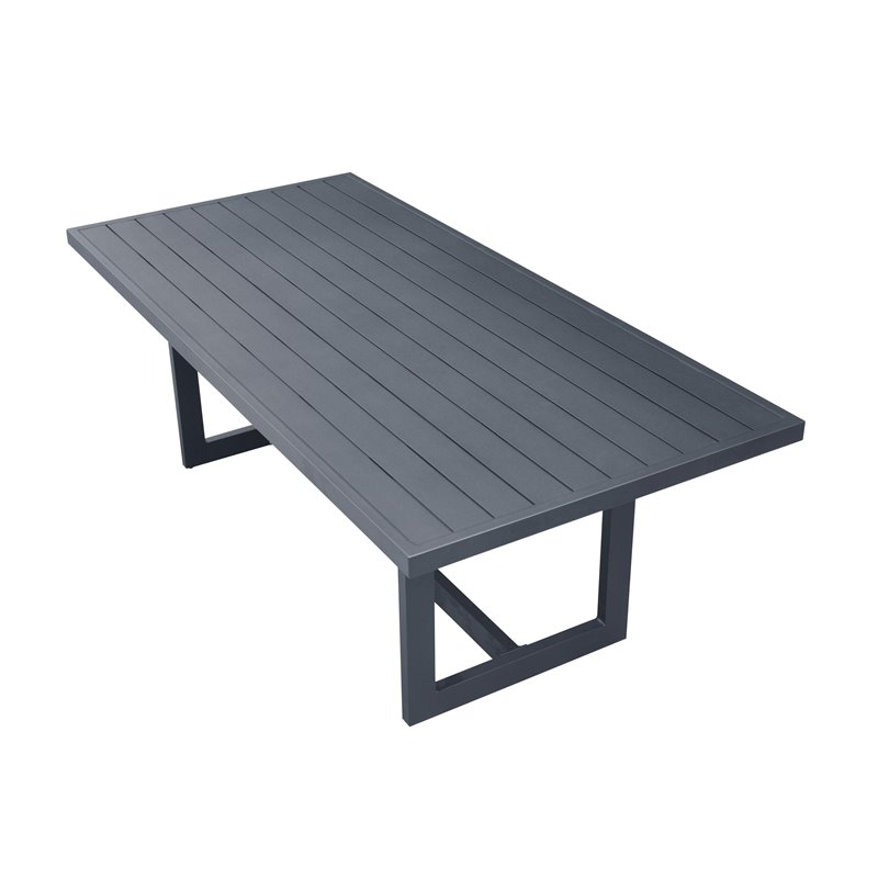Pemberly Row Modern Aluminum & Metal Outdoor Dining Table in Charcoal
