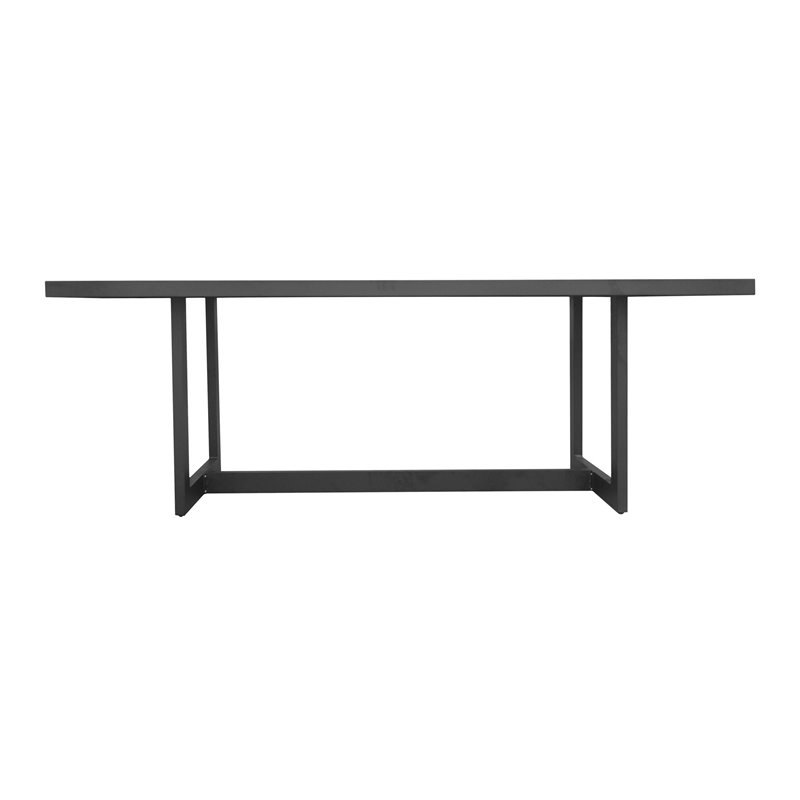 Pemberly Row Modern Aluminum & Metal Outdoor Dining Table in Charcoal