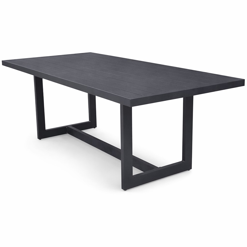 Pemberly Row Modern Aluminum & Metal Outdoor Dining Table in Charcoal