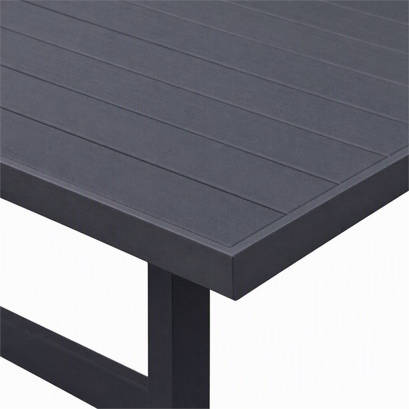 Pemberly Row Modern Aluminum & Metal Outdoor Dining Table in Charcoal