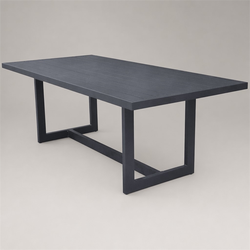 Pemberly Row Modern Aluminum & Metal Outdoor Dining Table in Charcoal