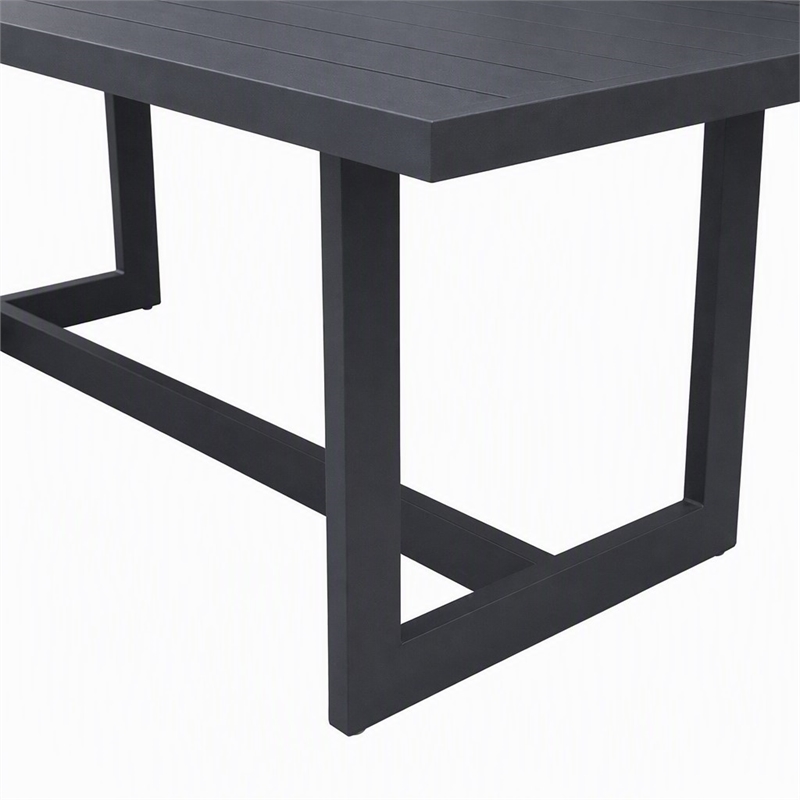 Pemberly Row Modern Aluminum & Metal Outdoor Dining Table in Charcoal