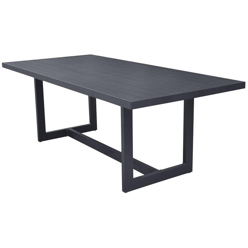 Pemberly Row Modern Aluminum & Metal Outdoor Dining Table in Charcoal