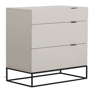 Pemberly Row Wood and Metal 3-Drawer Bedroom Dresser in Gray/Black