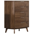 Pemberly Row Soria Modern Walnut Wood Bedroom Chest with 5 Drawers