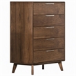 Pemberly Row Soria Modern Walnut Wood Bedroom Chest with 5 Drawers