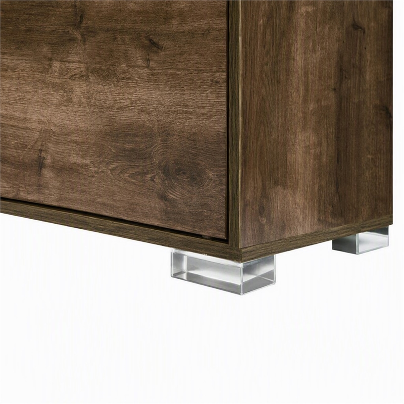 Pemberly Row 3-Drawer Modern Wood Dresser with Chrome Handles in Brown