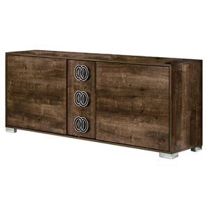 Pemberly Row 3-Drawer Modern Wood Dresser with Chrome Handles in Brown
