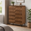Pemberly Row Veneer Wood Bedroom Chest with 5 Drawers in Walnut/Black