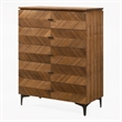Pemberly Row Veneer Wood Bedroom Chest with 5 Drawers in Walnut/Black