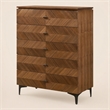 Pemberly Row Veneer Wood Bedroom Chest with 5 Drawers in Walnut/Black