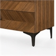 Pemberly Row Veneer Wood Bedroom Chest with 5 Drawers in Walnut/Black