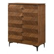 Pemberly Row Veneer Wood Bedroom Chest with 5 Drawers in Walnut/Black