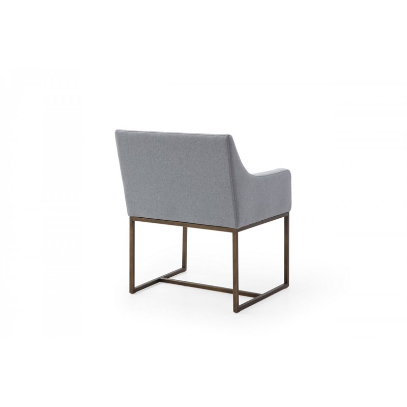 Pemberly Row Modern Fabric Dining Chair with Brass Legs in Gray
