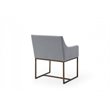 Pemberly Row Modern Fabric Dining Chair with Brass Legs in Gray