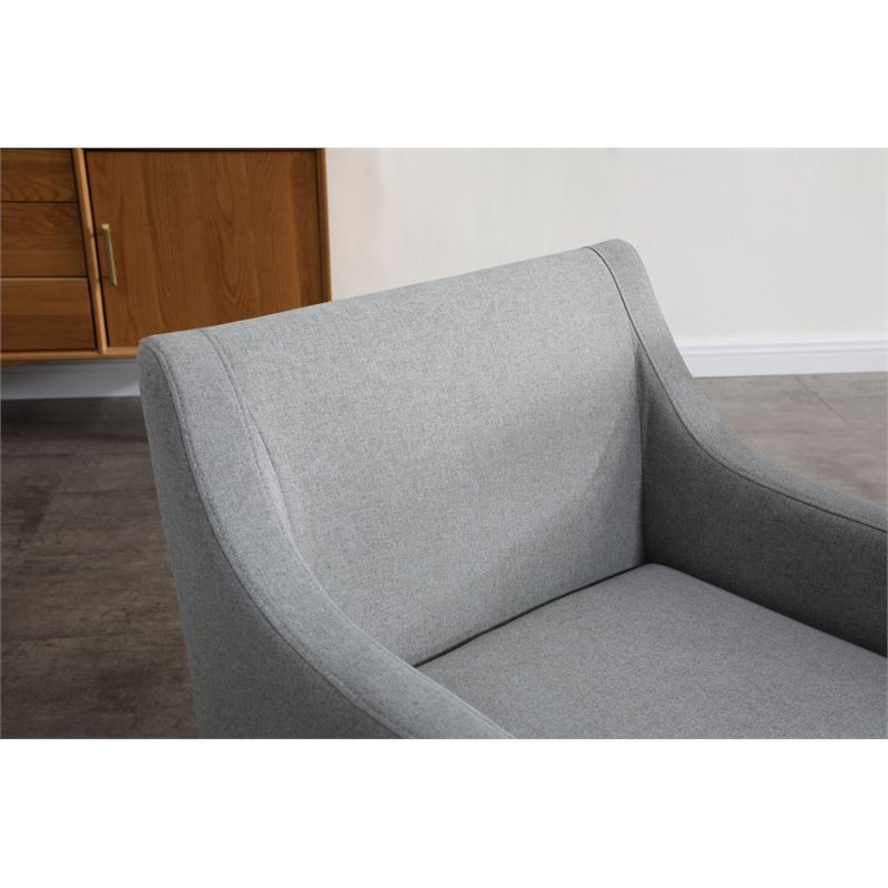 Pemberly Row Modern Fabric Dining Chair with Brass Legs in Gray