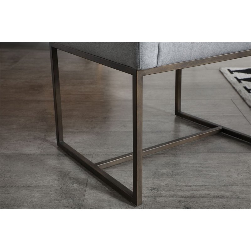Pemberly Row Modern Fabric Dining Chair with Brass Legs in Gray
