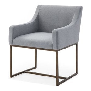 Pemberly Row Modern Fabric Dining Chair with Brass Legs in Gray
