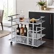 Pemberly Row Stainless Steel & Glass Bar Cart in Polished Silver