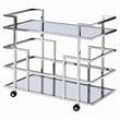 Pemberly Row Stainless Steel & Glass Bar Cart in Polished Silver
