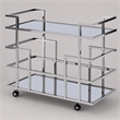 Pemberly Row Stainless Steel & Glass Bar Cart in Polished Silver