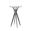 Pemberly Row Round Tempered Glass & Metal Bar Table in Black