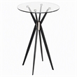 Pemberly Row Round Tempered Glass & Metal Bar Table in Black
