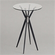 Pemberly Row Round Tempered Glass & Metal Bar Table in Black