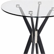 Pemberly Row Round Tempered Glass & Metal Bar Table in Black