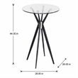 Pemberly Row Round Tempered Glass & Metal Bar Table in Black