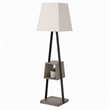 Pemberly Row Metal & Faux Concrete Floor Lamp with White Shade