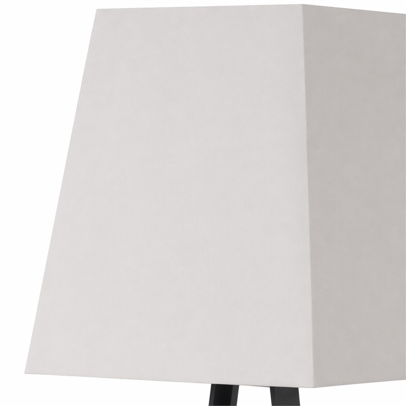 Pemberly Row Metal & Faux Concrete Floor Lamp with White Shade
