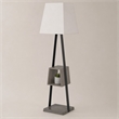 Pemberly Row Metal & Faux Concrete Floor Lamp with White Shade