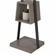 Pemberly Row Metal & Faux Concrete Floor Lamp with White Shade