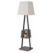 Pemberly Row Metal & Faux Concrete Floor Lamp with White Shade