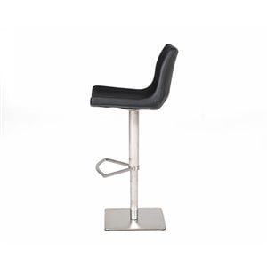 Pemberly Row Aaron Adjustable Bar Stool in Black Faux Leather