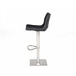Pemberly Row Aaron Adjustable Bar Stool in Black Faux Leather