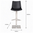Pemberly Row Aaron Adjustable Bar Stool in Black Faux Leather