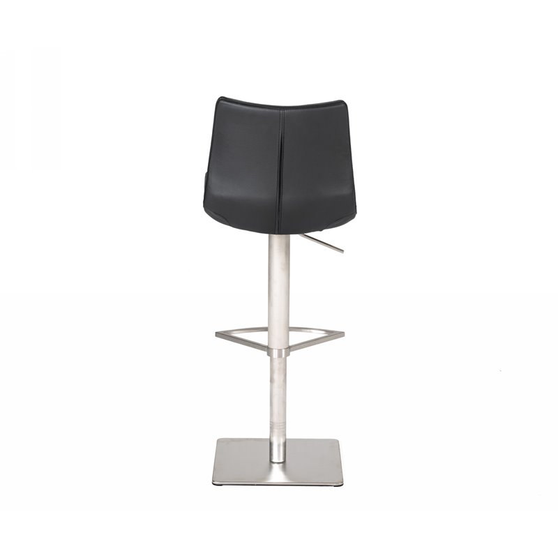 Pemberly Row Aaron Adjustable Bar Stool in Black Faux Leather