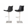 Pemberly Row Aaron Adjustable Bar Stool in Black Faux Leather