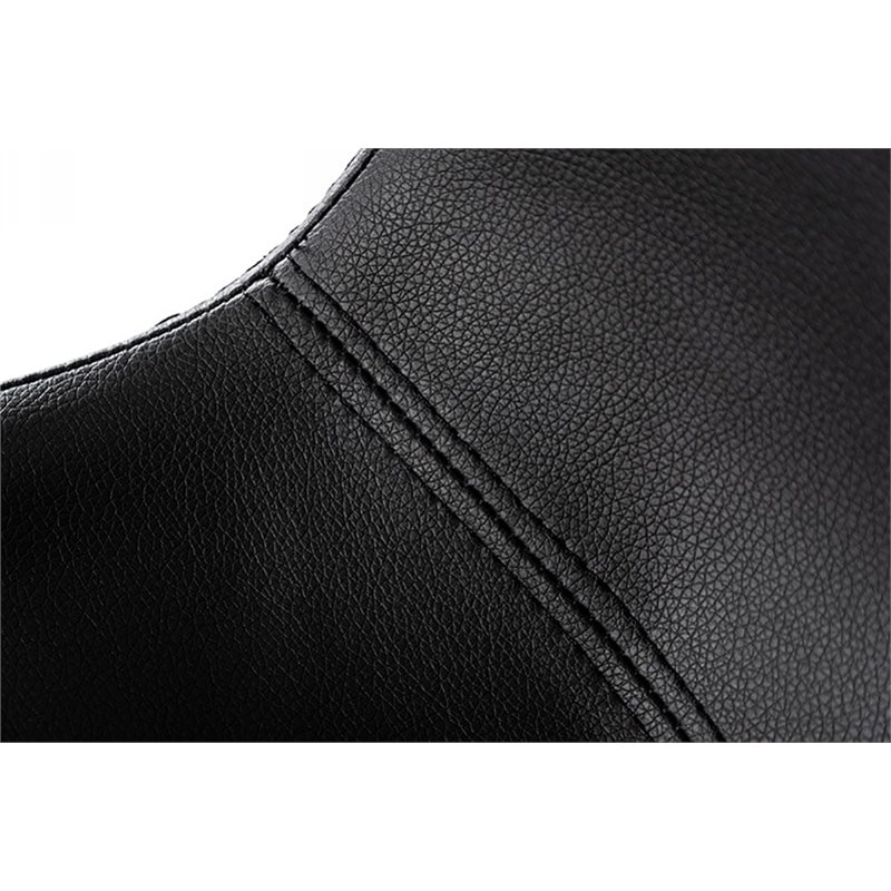 Pemberly Row Aaron Adjustable Bar Stool in Black Faux Leather