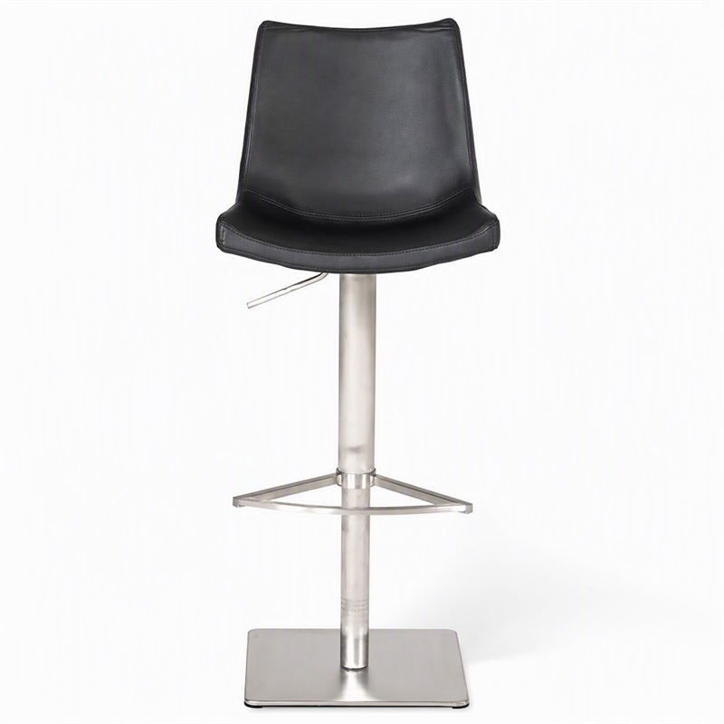 Pemberly Row Aaron Adjustable Bar Stool in Black Faux Leather