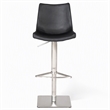 Pemberly Row Aaron Adjustable Bar Stool in Black Faux Leather