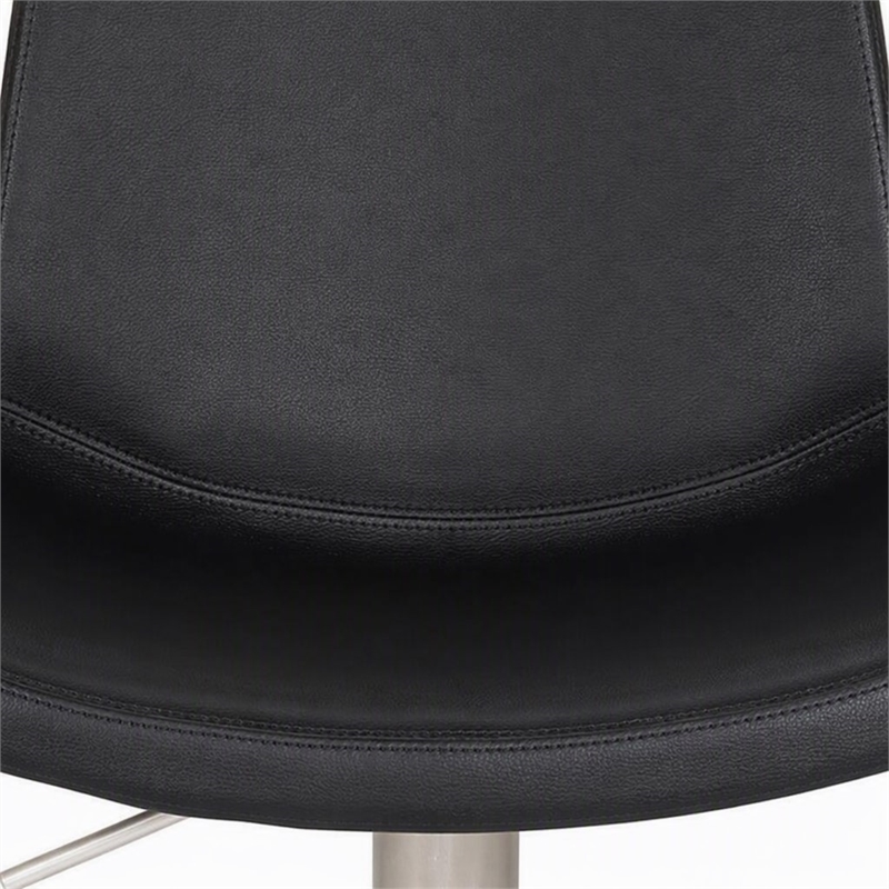 Pemberly Row Aaron Adjustable Bar Stool in Black Faux Leather