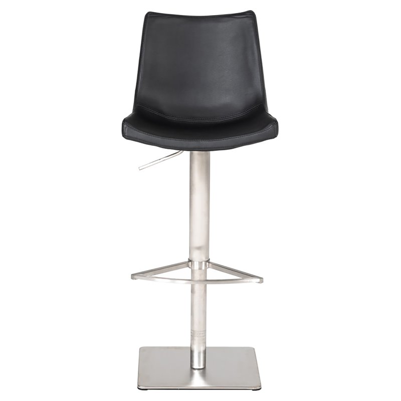 Pemberly Row Aaron Adjustable Bar Stool in Black Faux Leather