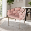 Pemberly Row Debra Velour Velvet Metal Dining Chair with Pink Finish