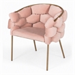 Pemberly Row Debra Velour Velvet Metal Dining Chair with Pink Finish