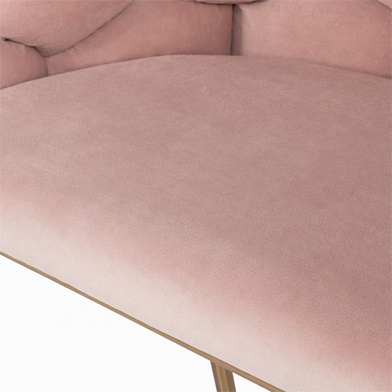 Pemberly Row Debra Velour Velvet Metal Dining Chair with Pink Finish